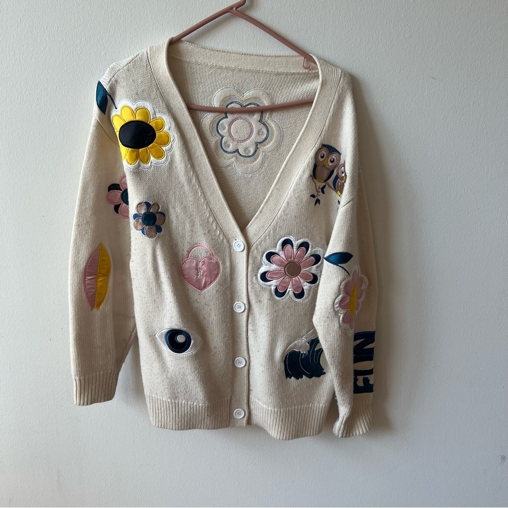Cynthia Rowley Fun Patches Cardigan Small - Picture 4 of 9